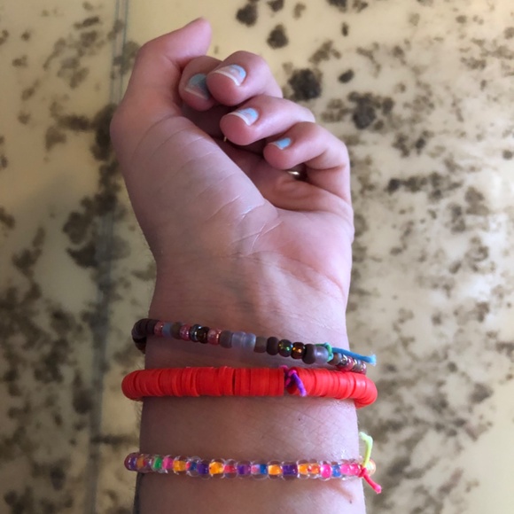 Three Rave Bracelets Muah Lil BB Glass Green Mushroom - Picture 3 of 5